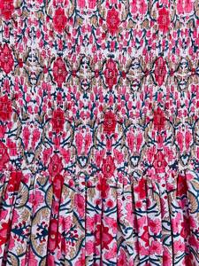 Robe longue imprimée florale antique 100% coton excellente qualité pour un usage régulier décontracté encolure Henley cravates longues naturelles - Product Image 2