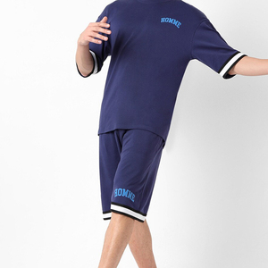 Ensemble chemise décontractée et short imprimé avec logo personnalisé, manches courtes, cordon de serrage, ensembles d'été pour hommes - Product Image 5