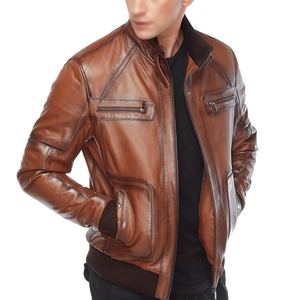 2025 veste en cuir véritable de haute qualité pour homme Logo personnalisé imprimé OEM mode vêtements d'hiver avec veste en cuir véritable - Product Image 3