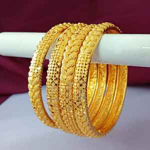 Bijoux de mode indiens plaqué or gravé feuille Patten Dubai Style mariage mariée Bracelet bracelets ensemble de bijoux pour femmes - Product Image 3