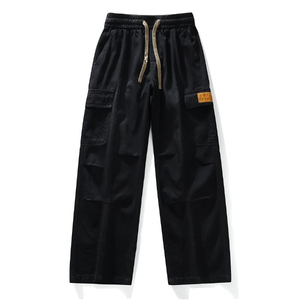 Pantalones vaqueros Cargo Vintage de alta calidad para hombre, tela recubierta transpirable lavada a la piedra, cintura bordada holgada, moda de invierno - Product Image 3