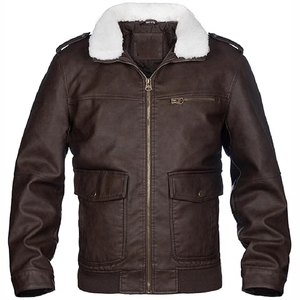 Custom Men's <b>Genuine</b> Leather Winter High Quality Patch Work Zip-Up Embroidered Waterproof Breathable Eco-Friendly Front Leather - Product Image 4