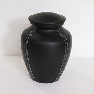 Urne funéraire moderne en cuir noir de qualité supérieure et en aluminium pour cendres humaines, fournitures commémoratives funéraires, urne pour cendres humaines - Product Image 2