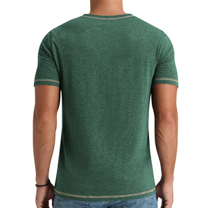 <b>Mens</b> <b>Henley</b> T-<b>Shirt</b> Short Sleeve Summer Casual Wear Soft Cotton Fabric Comfortable Fit Daily Outfit Custom OEM Available 2025 - Product Image 4