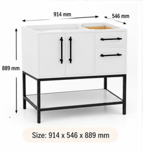 Mueble de Baño Moderno con Acabado Blanco de 36 Pulgadas, Diseño Rectangular, Incluye Soporte para Colocar en el Suelo - Product Image 4