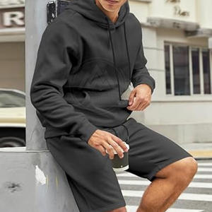 Top Selling Custom Logo <b>Men</b> <b>Hoodie</b> & <b>Shorts</b> <b>Sets</b> Two Piece <b>Men</b> <b>Hoodie</b> & <b>Shorts</b> <b>Set</b> For Adults - Product Image 4