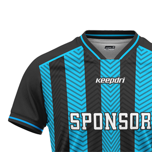 Kit de maillot de football professionnel Maillot de football à rayures noires et bleues OEM ODM Sublimation Sportswear Activewear Fournisseur - Product Image 5