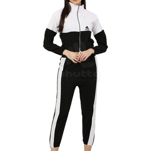 Noir blanc fermeture éclair veste femmes survêtement ensemble de haute qualité Logo personnalisé grande taille respirant séchage rapide - Product Image 1
