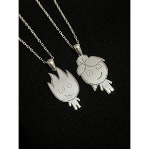 Collana di fuoco e acqua in argento Sterling 925