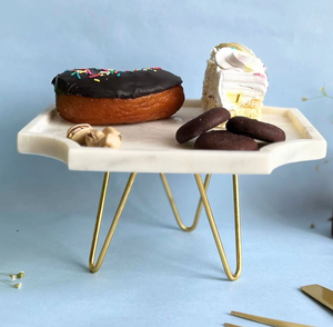 Soporte de pastel de mármol con base de madera forma redonda soporte de comida y frutas de tamaño personalizado de alta calidad - Product Image 6