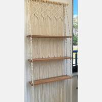 Étagère murale triangulaire pliable à 3 niveaux en macramé bohème, écologique, en bois massif, support flottant pour plantes, pot de fleurs géométrique 63 NF