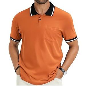 Nuevo producto, camiseta Polo lisa de Color granate con bolsillo en el pecho, camiseta Polo de gimnasio transpirable de media manga con cuello levantado - Product Image 1