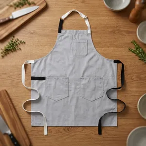 Delantal de Lona Simple sin Mangas con Tres Bolsillos, Resistente, Duradero, Lavable a Máquina, para Cocinar y Uso Diario - Product Image 1