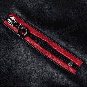 Pakistan Factory Genuine Men's <b>Winter</b> <b>Leather</b> <b>Jacket</b> Stand Collar Solid Color OEM Zipper Canvas Fabric Breathable Quick Dry - Product Image 6