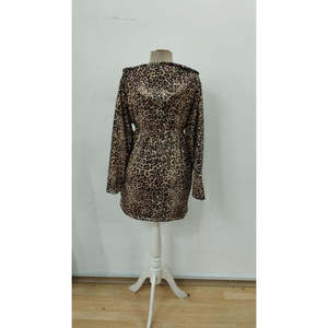Chaqueta de viscosa de dos hilos con estampado de leopardo, manga larga, con capucha, bolsillos laterales, cordones y cremallera, 30208 - Beige - Product Image 5