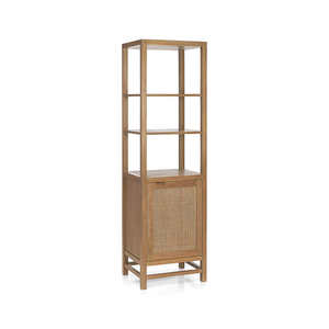 Armoire de rangement élégante en rotin naturel, armoire de rangement haute en bois et en rotin, parfaite pour le salon - Product Image 2