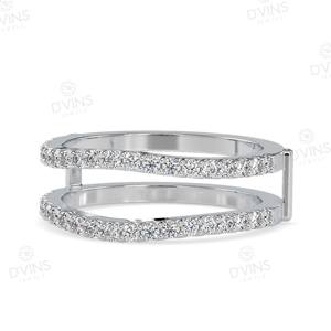 Anillo de compromiso y boda de platino de 14K de diseñador con diamantes de laboratorio VVS Anillos de diamantes elegantes para fiestas - Product Image 3