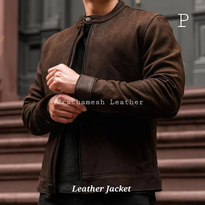 Veste en cuir véritable moderne coupe ajustée personnalisable de haute qualité pour hommes vêtements d'extérieur d'hiver en gros - Product Image 3