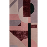 Tapis décoratif moderne géométrique rustique en mélange de laine et de Tencel, tufté à la main, à poils longs, en latex doux, anti-taches et anti-chute de poils