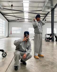 Survêtement personnalisé avec fermeture éclair 2 pièces Jogging ensemble de pantalons de survêtement pour l'entraînement Gym Fitness Sportswear hiver tenue décontractée 100% coton - Product Image 3