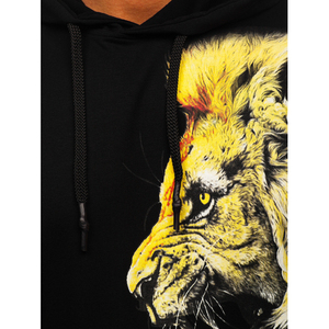 Sweat à capuche zippé noir pour homme Bolf 6136 avec impression sérigraphiée et design en strass - Product Image 3