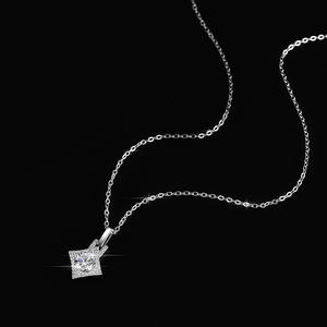 2 Carat 925 Sterling Silver Square Shape VVS D Color <b>Moissanite</b> Halo Design Trendy Engagement Pendant <b>Necklace</b> Factory Wholesale - Product Image 5