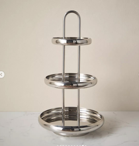 Plateaux en métal doré et argent avec gradins, bols design moderne Diwali Home Decor de table pour salade, fruits et noix, Inde - Product Image 6