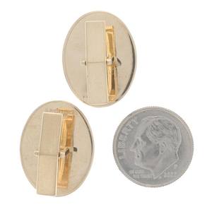 Boutons de manchette ovales gravables en or jaune 18 carats véritable brossé 14 carats Boutons de manchette pour hommes Accessoires de mode - Product Image 3