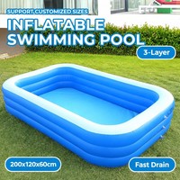 Piscine gonflable en PVC à 3 couches, rectangulaire, hors sol, facile à installer, avec drain rapide, pour adultes et enfants, pour la cour