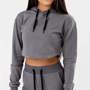 Diseño personalizado ropa de calle mujeres Crop Top sudaderas con capucha precio razonable superventas Crop Top sudaderas con capucha - Product Image 1