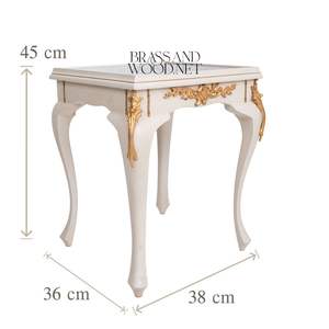 Classic <b>White</b> and Gold <b>Nesting</b> Service <b>Table</b> Set with Elegant Mirror Tops and Decorative Carved Details for Luxury Home Décor - Product Image 4