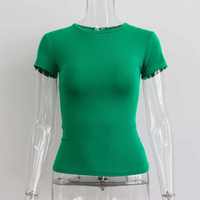 Camiseta Premium Elástica de Corte Ajustado para Mujer, 100% Algodón, Ropa Urbana de Verano, Transpirable, de Secado Rápido, al por Mayor