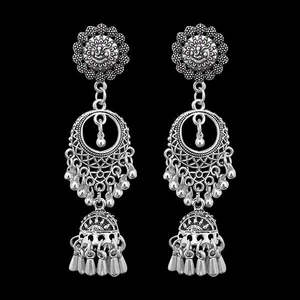 Jeweljunk 1311252 Oxydé Dangler Jhumki Boucles d'oreilles Plaqué or Perle Diamant pour Cadeau de Fête de Mariage Style Religieux Charme - Product Image 1