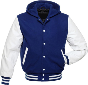 Custom <b>Men's</b> Vintage Wool Chenille Varsity <b>Jacket</b> Light Fleece Hood Embroidered Letterman Baseball Design Winter Pattern - Product Image 1
