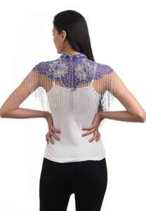 เสื้อคลุมเบอร์เลสก์สุดหรู ปักลายสวยงาม ประดับด้วยลูกปัด สายร้อยเลื่อม ไข่มุก ยาวคลุมพื้น มีบราในตัว ผลิตจากโพลีเอสเตอร์ 100% - Product Image 2