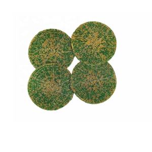 Hot Selling Handmade Glass <b>Beaded</b> Coaster <b>Set</b> of 4 Round Coaster for Dining Table Coasters for Coffee & Bar Kitchen Table - Product Image 1