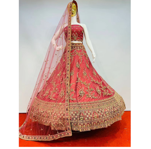 Nouvelle tenue de mariée Lehenga Choli en tulle avec travail de pierres Jarkan complet, dupatta Jaal lourd et blouse, disponible en 10 modèles et 6 couleurs - Product Image 1