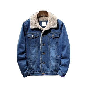 Service OEM Vente chaude Nouvelle veste bomber en jean décontractée de couleur unie vintage à la mode Grande taille pour hommes - Product Image 3