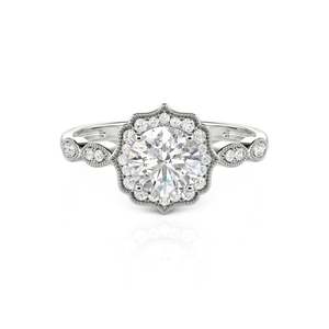 Jeulia Vintage Halo Round Cut Rhodium Plated Sterling <b>Silver</b> <b>Statement</b> <b>Ring</b> - Product Image 1