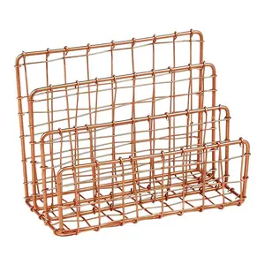 Cesta de metal para armazenamento de louças, design elegante, cesta de arame em ouro rosa, cor ideal para utensílios de cozinha, excelente qualidade