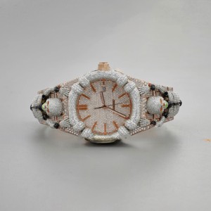 Montre mécanique automatique de luxe Hip Hop pour homme, avec cadran en acier inoxydable, certifiée IGI, moissanite VVS, par RB Gems - Product Image 5