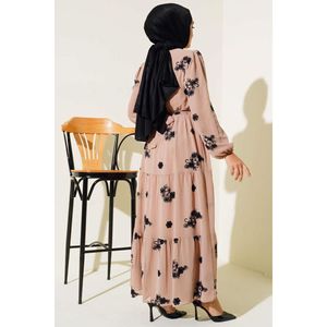 Latte Embroidered Floral Pattern Chiffon <b>Prom</b> <b>Dress</b> - Product Image 1