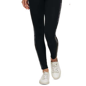 Leggings a Vita Alta da Donna Calvin Klein con Logo Minimalista, Neri, Taglia Large, in Spandex/Nylon con Decorazione a Striscia Laterale - Product Image 3