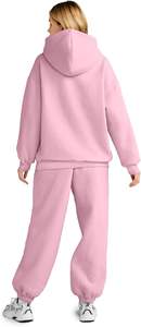 Femmes grande taille décontracté hiver mode 2 pièces ensemble sweat à capuche personnalisable survêtement sweat pantalons de survêtement solide Logo personnalisable - Product Image 3