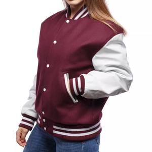 Veste universitaire unisexe personnalisée blanche, style baseball, en peau de mouton, bomber, col montant, pour homme et femme - Product Image 5