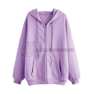 Sudadera con capucha extragrande personalizada para mujer, de forro polar, manga larga, con cremallera frontal completa, bolsillos tipo canguro, cuello con capucha, poliéster/algodón para otoño - Product Image 5
