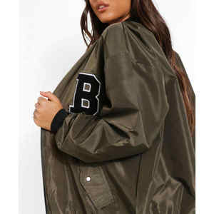Chaqueta Varsity Personalizada para Mujer, para Otoño e Invierno, Mangas Largas, Resistente al Viento, Transpirable, Ecológica, Cuello Camisero, Sin Costuras - Product Image 2