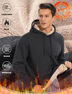 Sweat à capuche pour hommes avec capuche à cordon épais en polaire pull sweat hiver chaud décontracté coton Streetwear vêtements haut respirant - Product Image 2