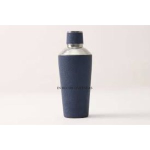 Bouteille de shaker à cocktail de couleur argentée en acier inoxydable pur 100% avec cuir de qualité supérieure recouvert d'un prix impressionnant - Product Image 2