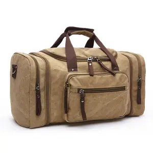 Unisex tuval Holdall büyük seyahat Duffel seyahat silindir çanta gecede hafta sonu Weekender seyahat çantası taşımak